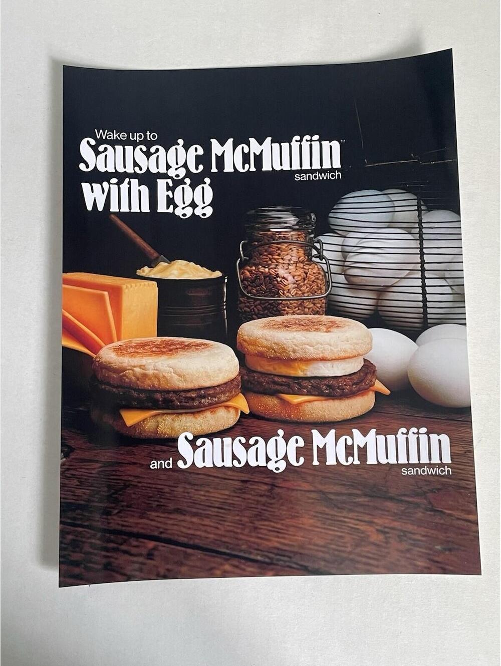 McDonalds Sausage McMuffin Happy Meal REPRINT Display Sign Ad McDonald’s Poster